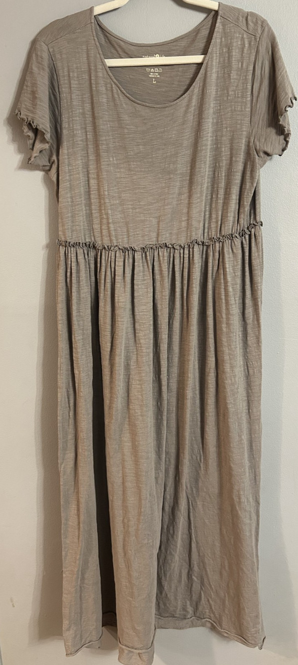 Natural Life Maxi Gauze beach Dress Lagenlook Cotton Boho Minimalist L